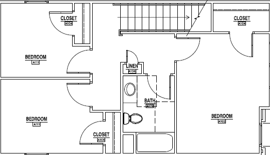 Floor plan for 3 beds, 2 baths, 1334 sqft